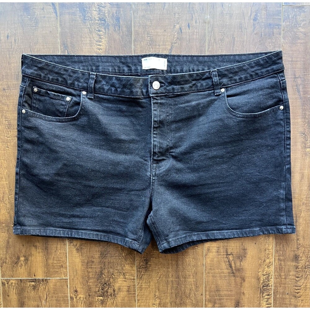 ASOS DESIGN Men’s Denim Shorts Black Size 48” Button Waist